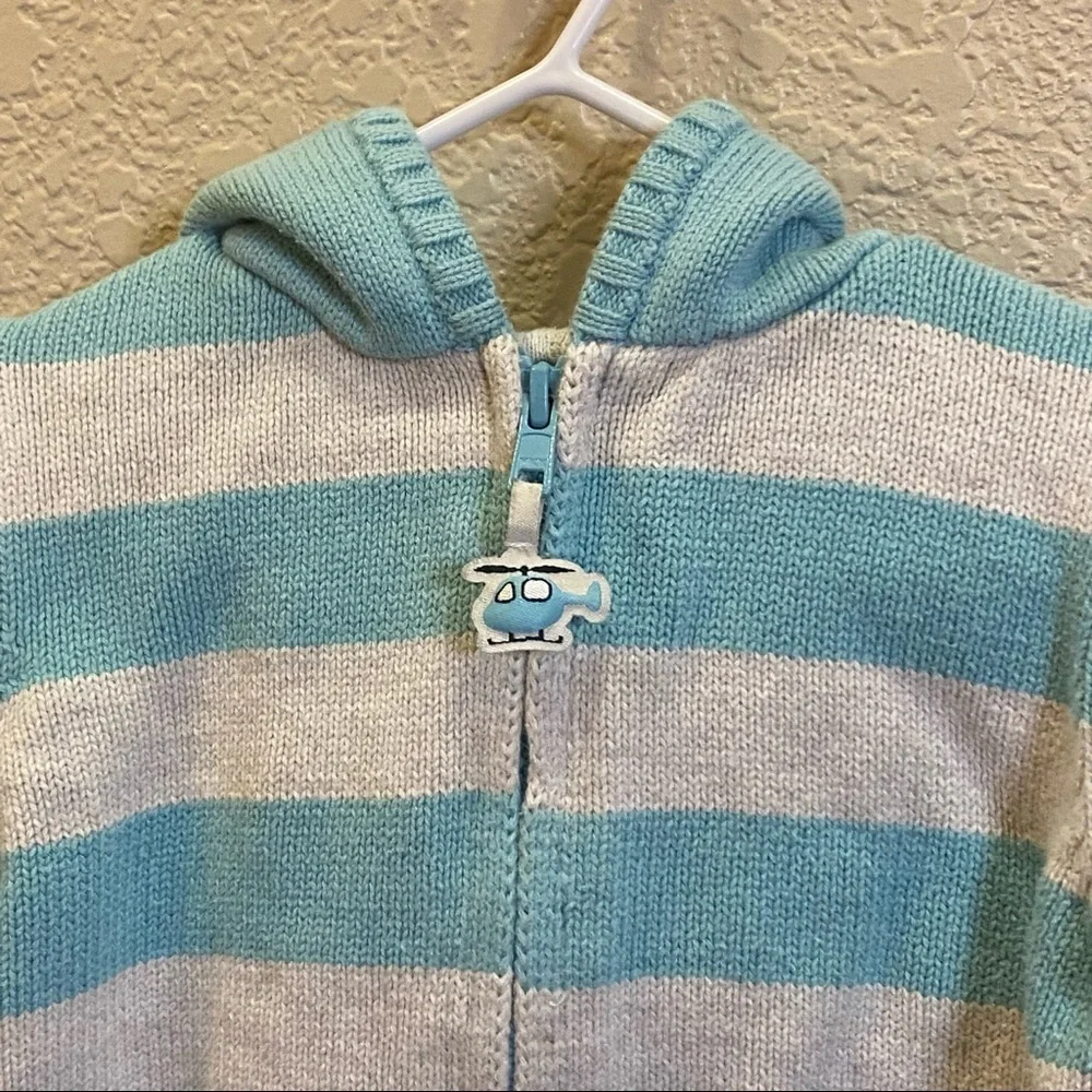 Gymboree Hooded sweater helicopter blue‎ and light grey 12-18 months full zip